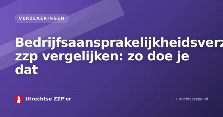 ZZP’er die bedrijfsaansprakelijkheidsverzekering zzp vergelijken doet op laptop met polisdocumenten